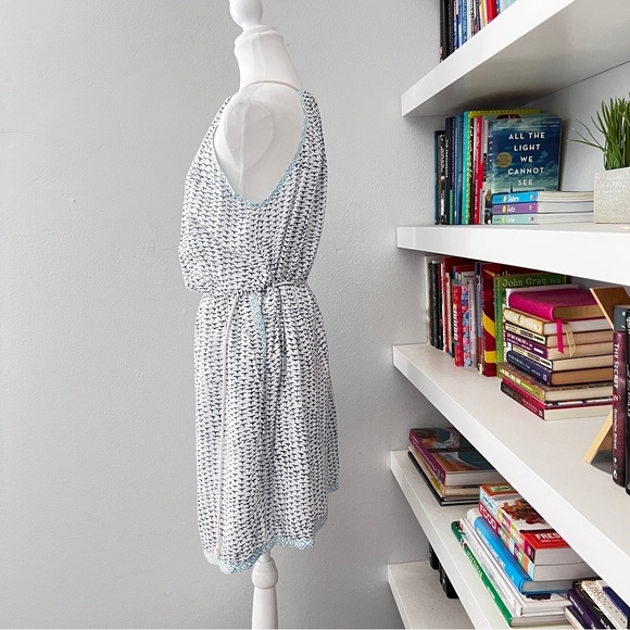 Roberta Roller Rabbit White Blue Block Print Halter Neck Cotton Dress Large - Picture 5 of 12